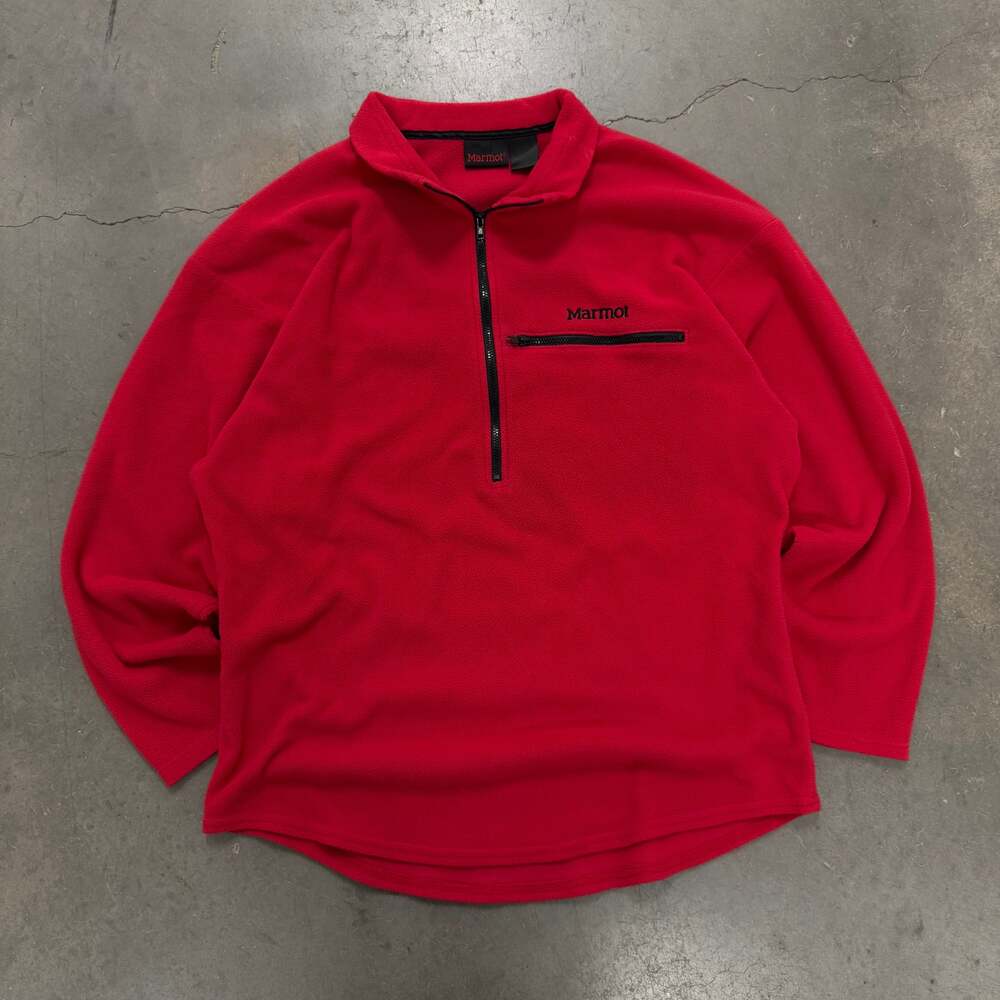 Marmot Red 1/4 Zip Fleece Pullover Jacket Outdoor Gorpcore Hiking XL
